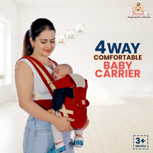 4-way comfortable baby carrier, ergonomic baby carrier, front-facing baby carrier, hip seat baby carrier, newborn baby carrier, baby carrier with head support, baby carrier with leg support, baby carrier with adjustable straps