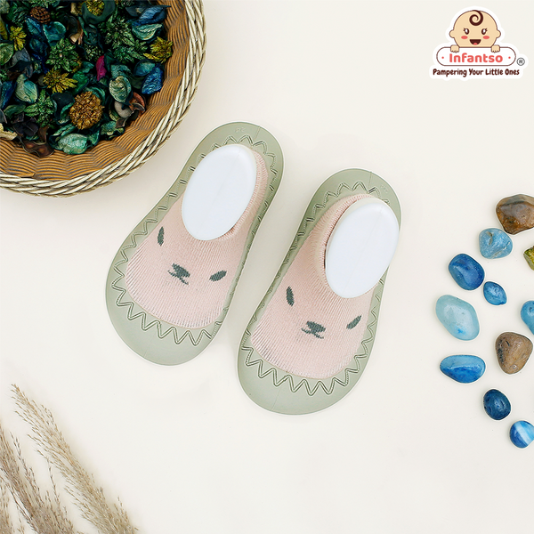 Teddy Toes Anti-Skid Cotton Socks Shoes with Rubber Sole for Walking Babies & Toddlers (6-24 Months)