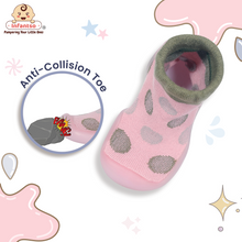 Polka Dot Anti-Skid Cotton Socks Shoes with Rubber Sole for Walking Babies & Toddlers (6-24 Months)