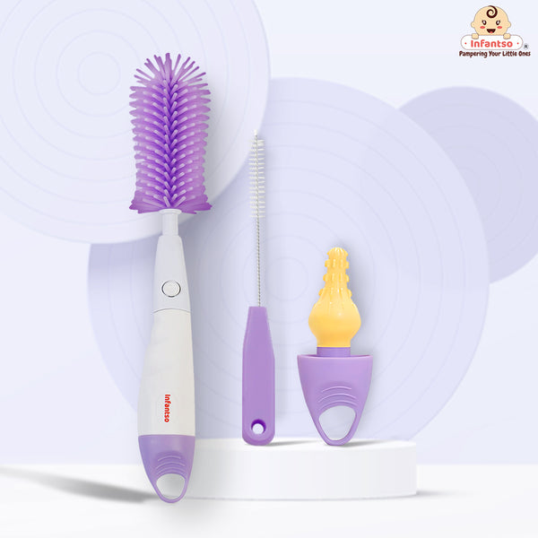 Infantso 3-in-1 Silicone Bottle Cleaning Brush: Deep Clean Baby Bottle, Nipples, and Straws