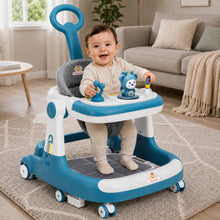 Premium Rectangular 4-in-1 Multi-functional Baby Walker: Walker, Bouncer, Feeding Tray, & Push Toy - Adjustable Speed & Height, Anti-Fall Brakes - 6-24 Months
